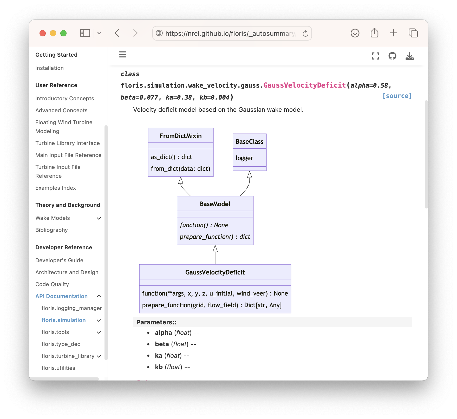 Mermaid diagrams in FLORIS API documentation.